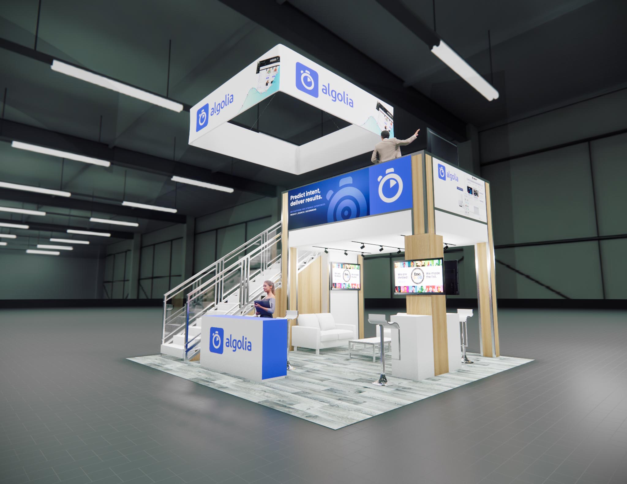 20x20 Two Story Trade Show Booth Rental – Compact Double Deck — 20x20 20x20 Exhibit Rentals exhibit rental in Las Vegas, catalog image 3