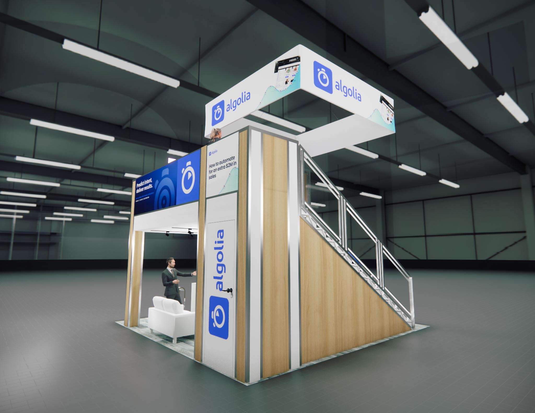 20x20 Two Story Trade Show Booth Rental – Compact Double Deck — 20x20 20x20 Exhibit Rentals exhibit rental in Las Vegas, catalog image 6