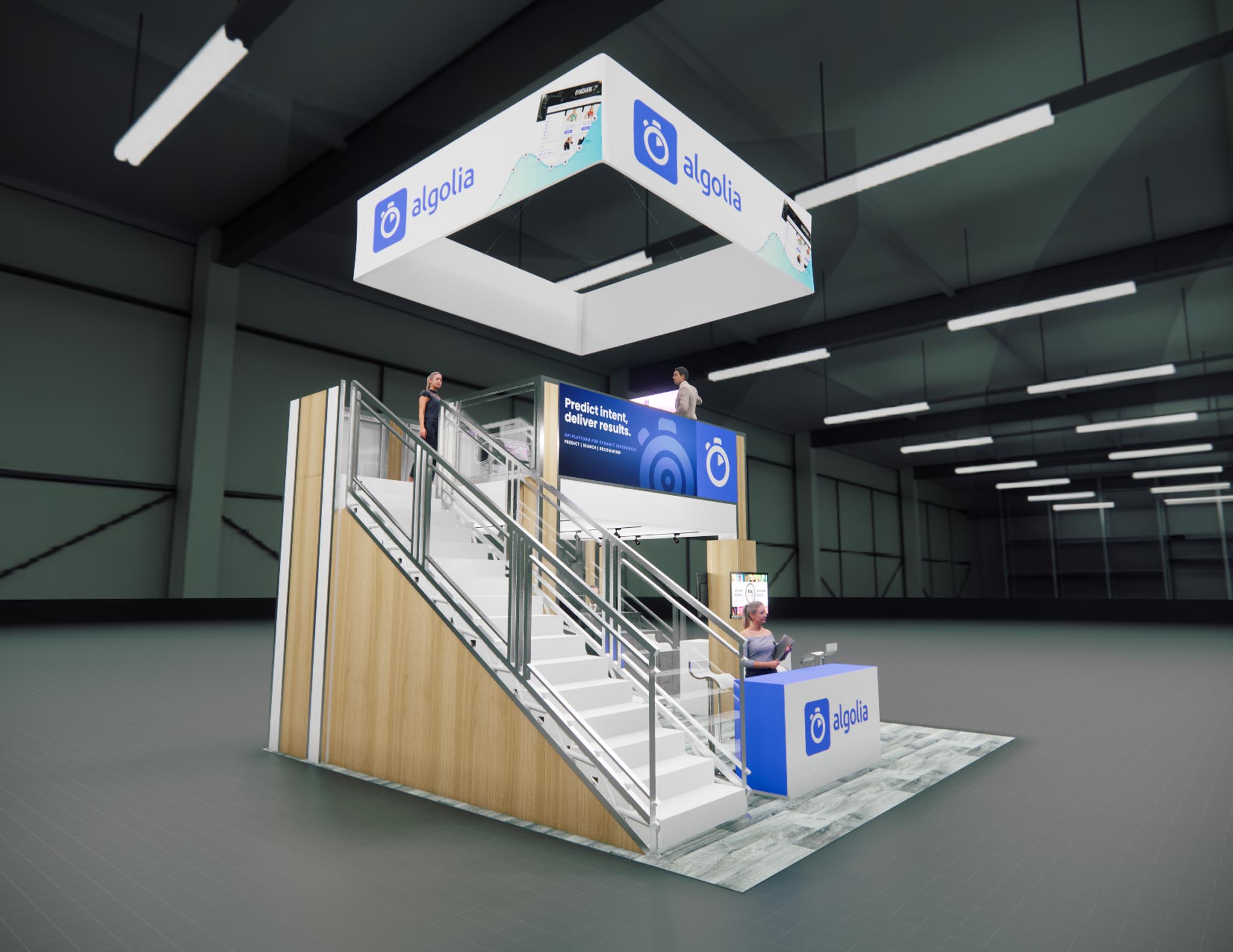 20x20 Two Story Trade Show Booth Rental – Compact Double Deck — 20x20 20x20 Exhibit Rentals exhibit rental in Las Vegas, catalog image 5