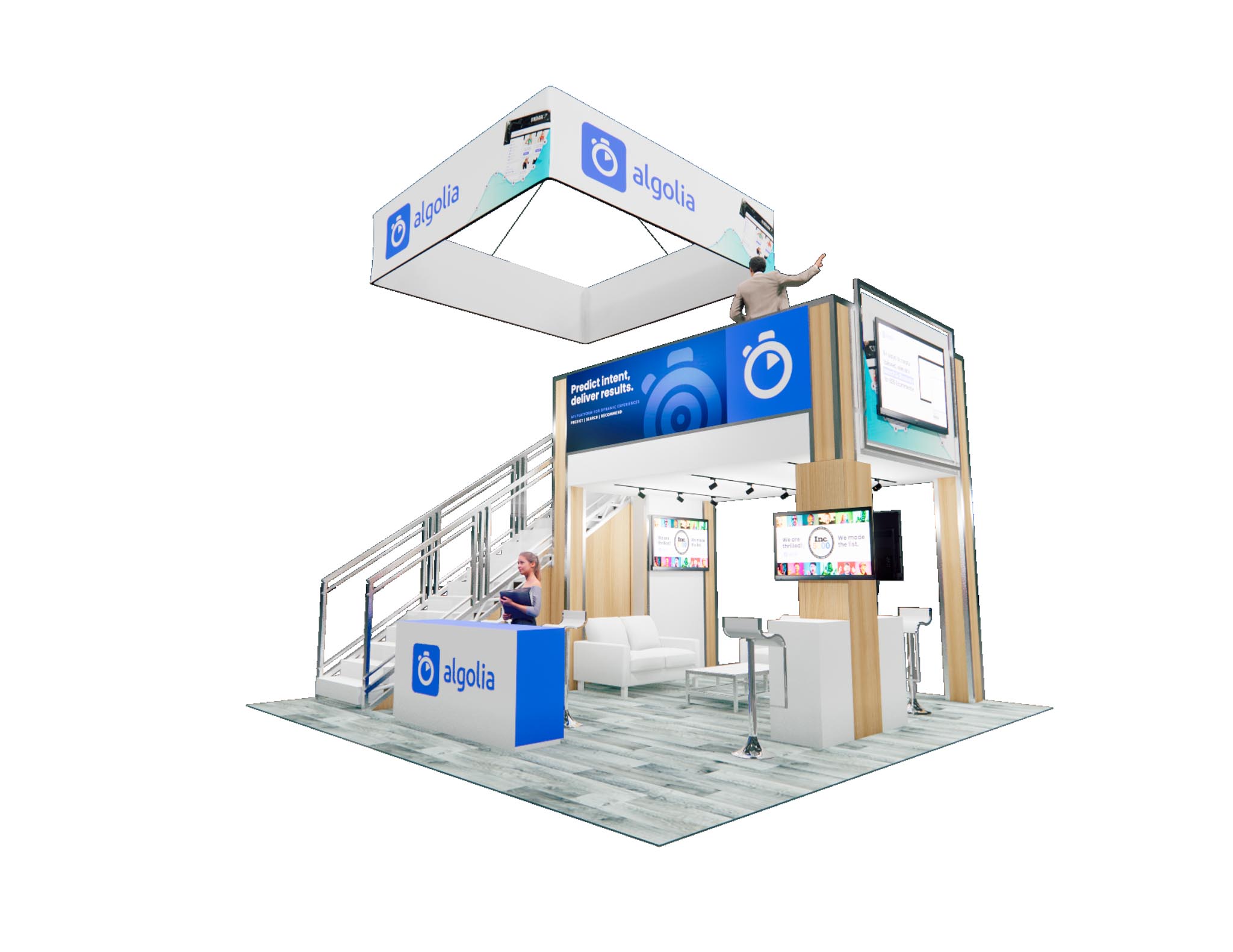 20x20 Two Story Trade Show Booth Rental – Compact Double Deck — 20x20 20x20 Exhibit Rentals exhibit rental in Las Vegas, primary catalog image