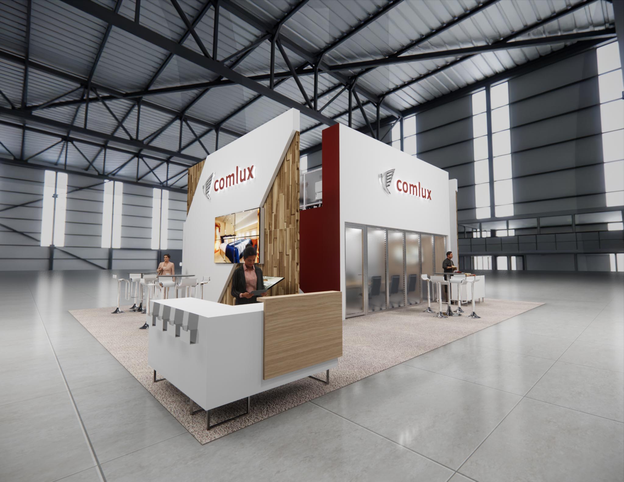 30x40 Two Story Trade Show Exhibit Rental - VIP Lounge Layout — 30x40 Custom & Modular Exhibits exhibit rental in Las Vegas, catalog image 12