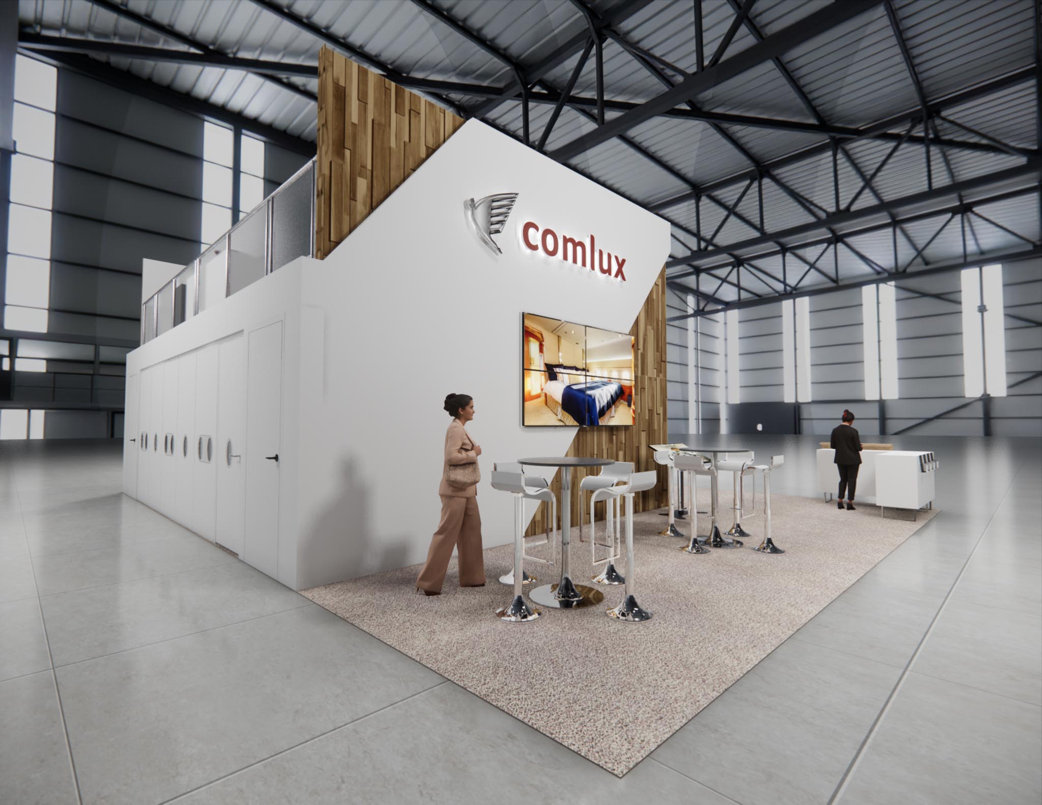30x40 Two Story Trade Show Exhibit Rental - VIP Lounge Layout — 30x40 Custom & Modular Exhibits exhibit rental in Las Vegas, catalog image 10