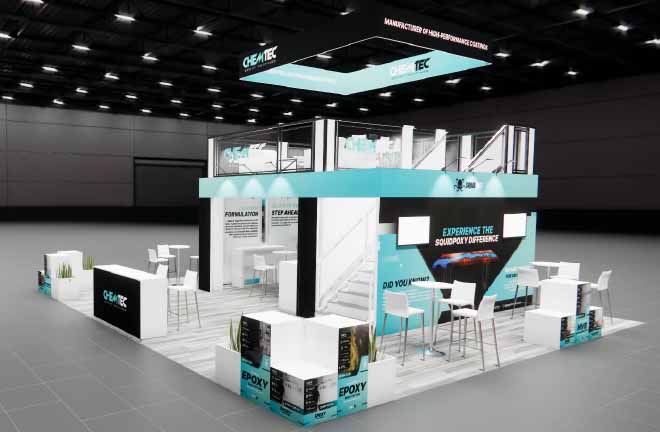 30x30 Two Story Trade Show Booth Rental – Meeting Rooms + Storage — 30x30 30x30 Exhibit Rentals exhibit rental in Las Vegas, catalog image 2