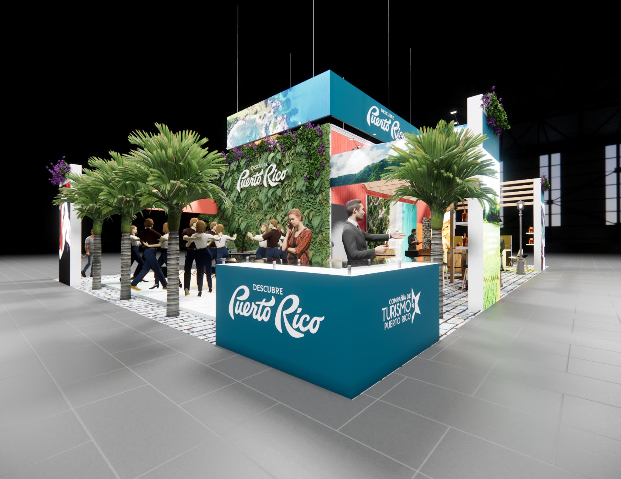40x60 Two Story Exhibit Rental – Brand Visibility Tower + Deck — 40x60 booth Custom & Modular Exhibits rental reference for Las Vegas Vehicle-Display Platforms & Exhibit Planning
