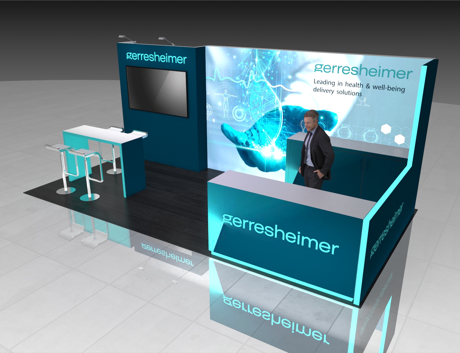 10x20 MedTech Booth Rental – Sleek Healthcare Exhibit Expo — 10x20 Custom & Modular Exhibits exhibit rental in Las Vegas, catalog image 3