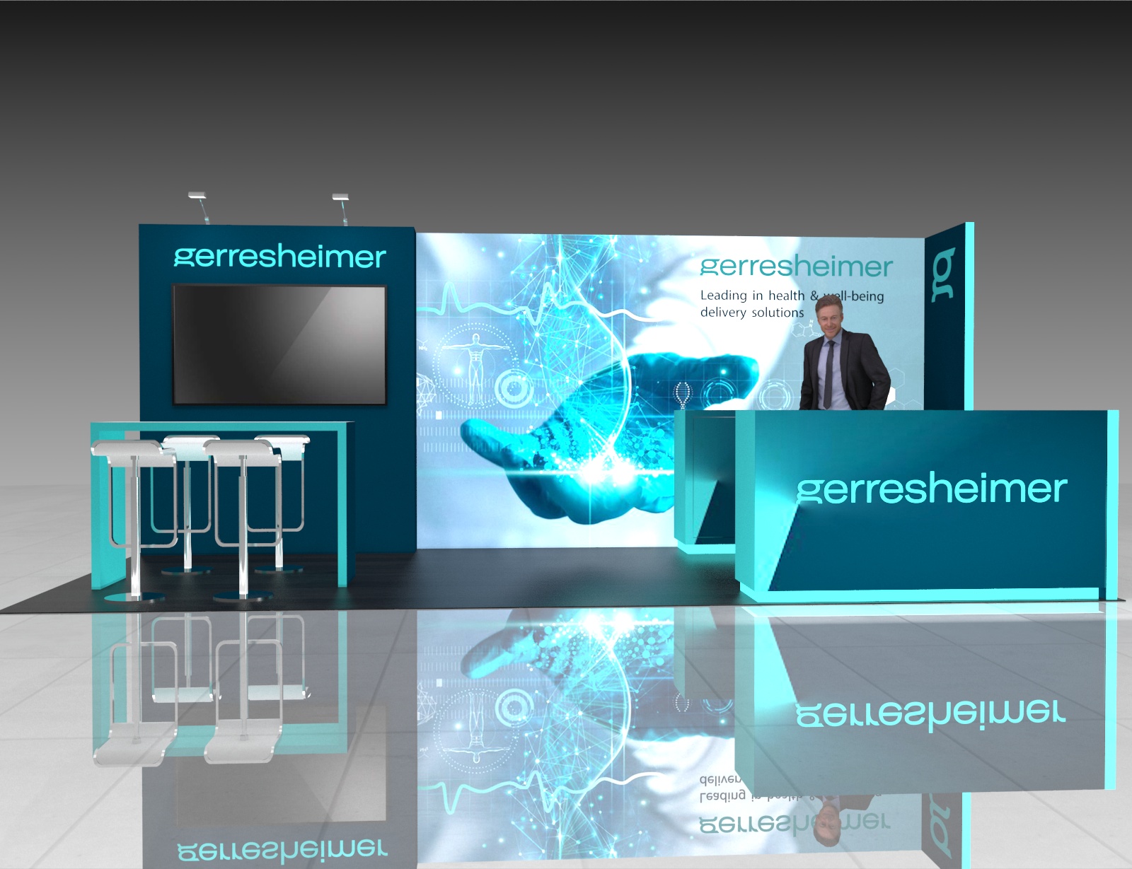 10x20 MedTech Booth Rental – Sleek Healthcare Exhibit Expo — 10x20 Custom & Modular Exhibits exhibit rental in Las Vegas, primary catalog image