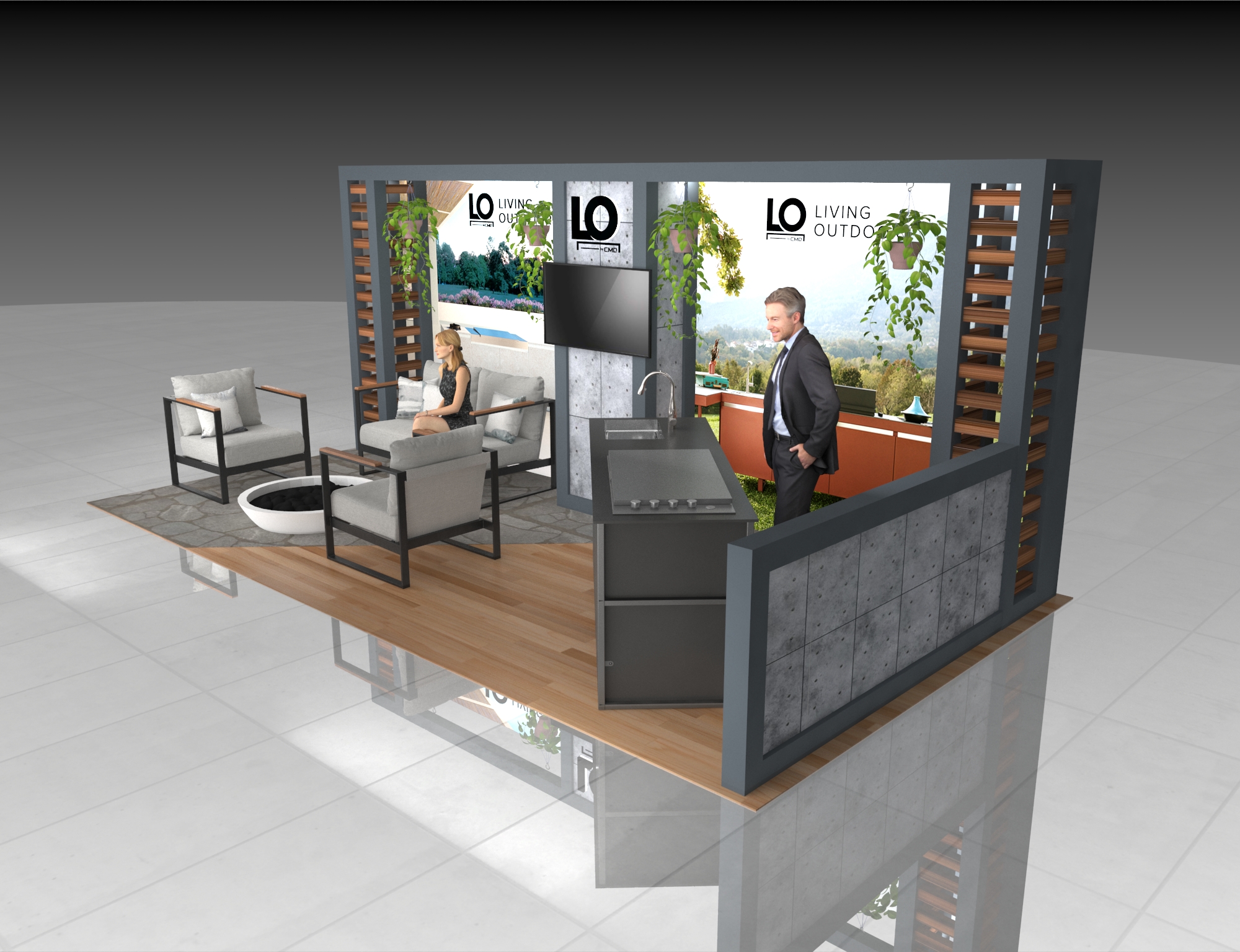 10x20 Expo Booth Rental – Modern Outdoor Living Exhibit — 10x20 Custom & Modular Exhibits exhibit rental in Las Vegas, catalog image 3