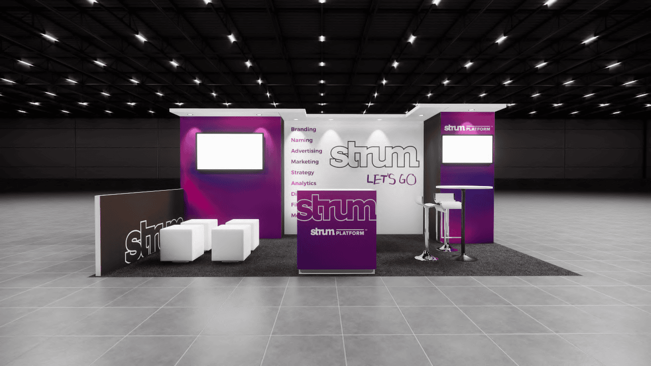 10 x 20 Las Vegas best trade show display rental. “The Showstopper" — 10x20 Custom & Modular Exhibits exhibit rental in Las Vegas, primary catalog image