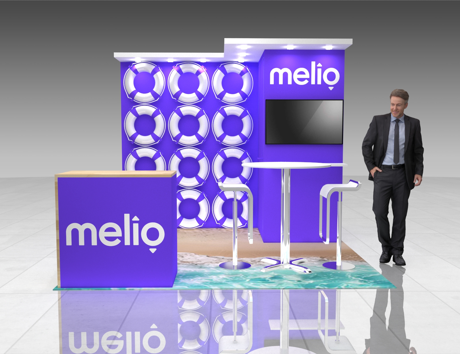 10x10 Booth Rental – Sleek Island Exhibit Design — 10x10 Custom & Modular Exhibits exhibit rental in Las Vegas, primary catalog image