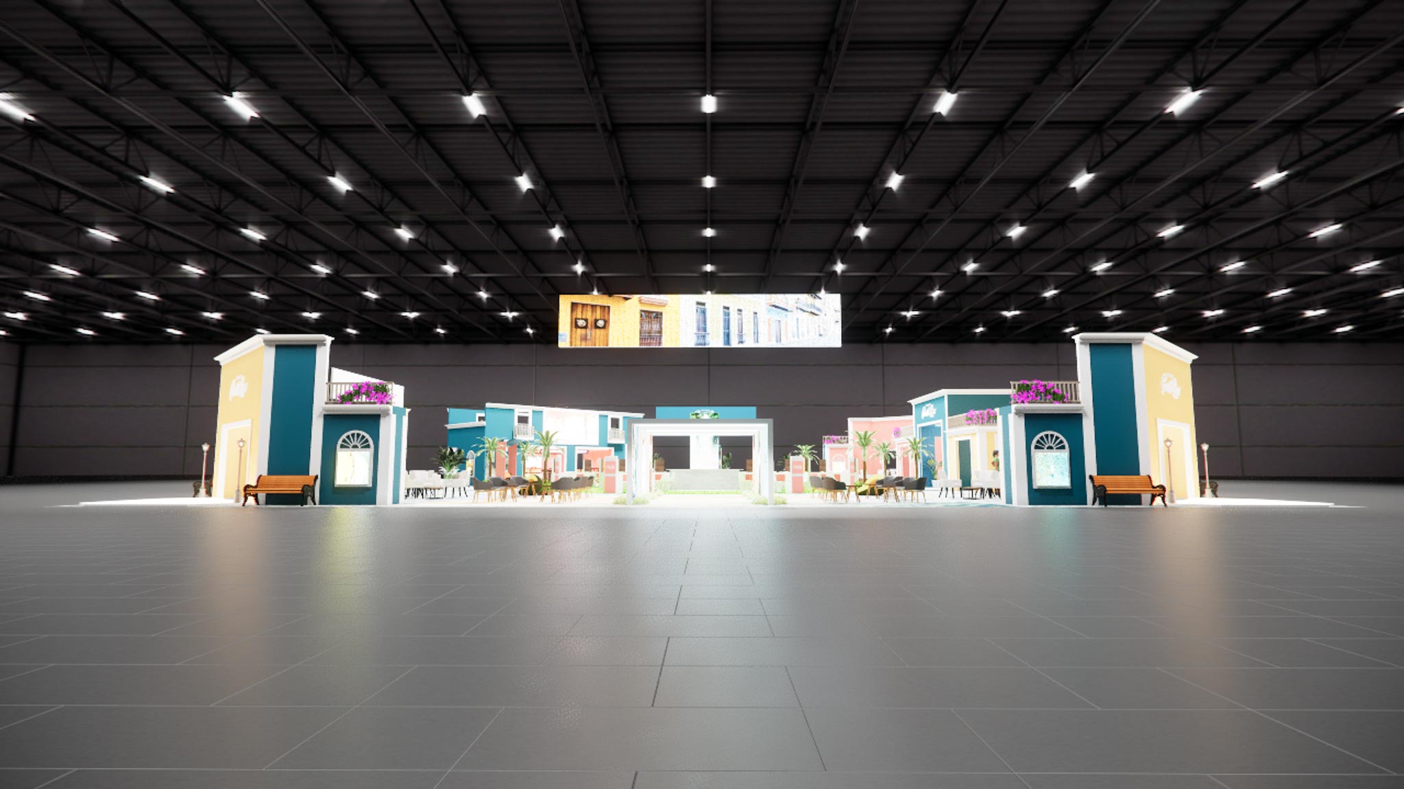 120x120 Double Deck Trade Show Exhibit Rental - Outdoor / High-Traffic — 120x120 booth Custom & Modular Exhibits rental reference for Las Vegas Vehicle-Display Platforms & Exhibit Planning