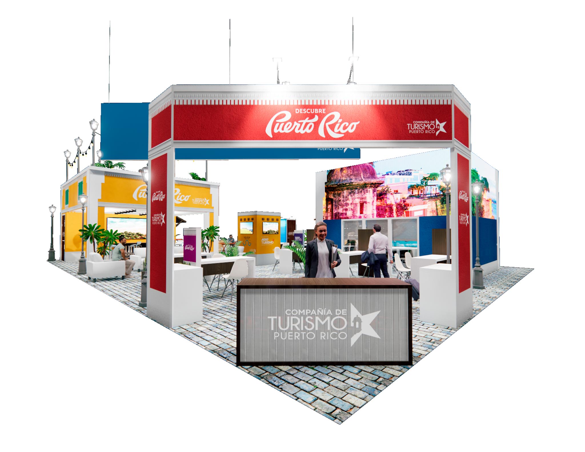 40x60 Double Deck Trade Show Exhibit Rental – Dual-Zone Engagement — 40x60 booth Custom & Modular Exhibits rental reference for Las Vegas Vehicle-Display Platforms & Exhibit Planning