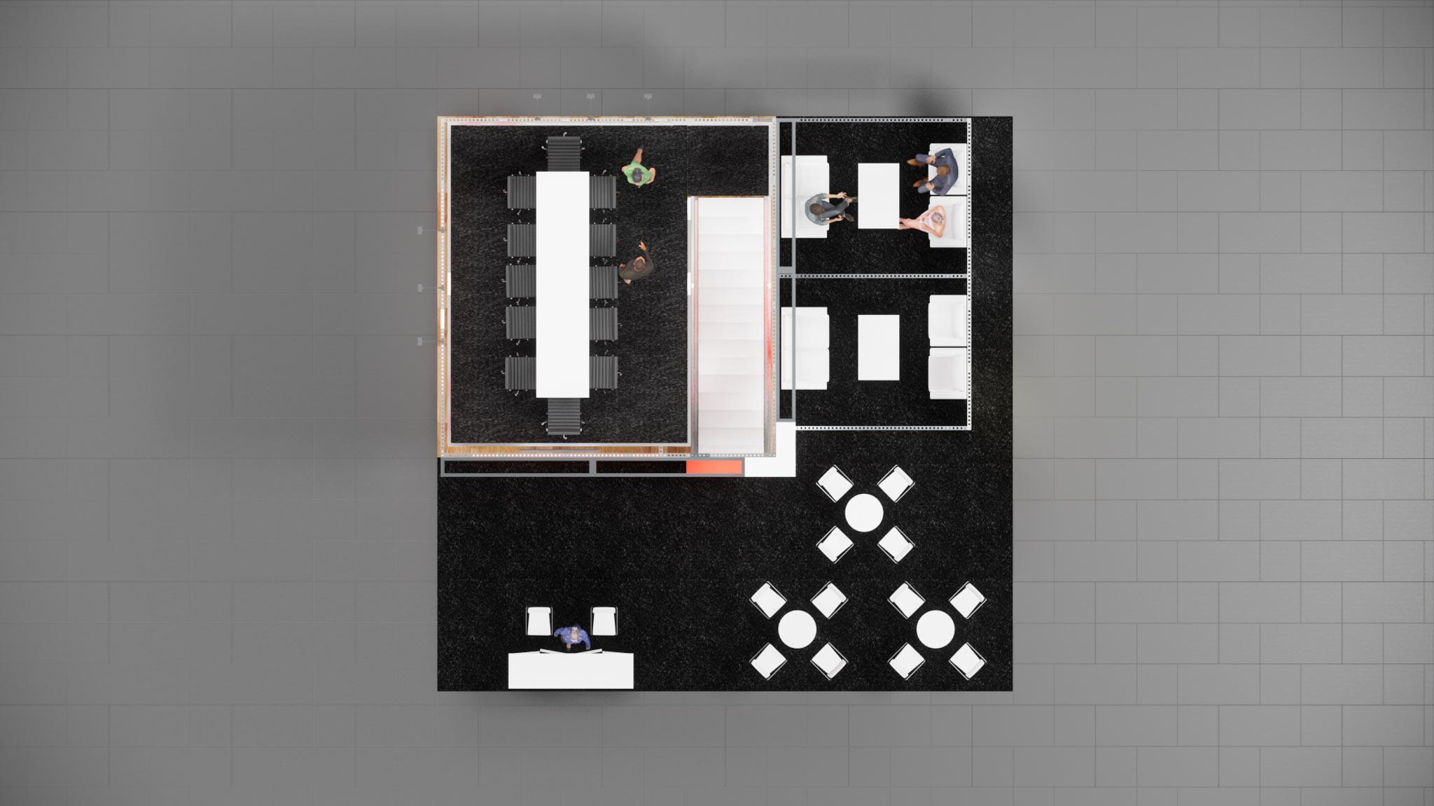30x30 Double Deck Trade Show Booth Rental – Hospitality Focus — 30x30 30x30 Exhibit Rentals exhibit rental in Las Vegas, catalog image 11