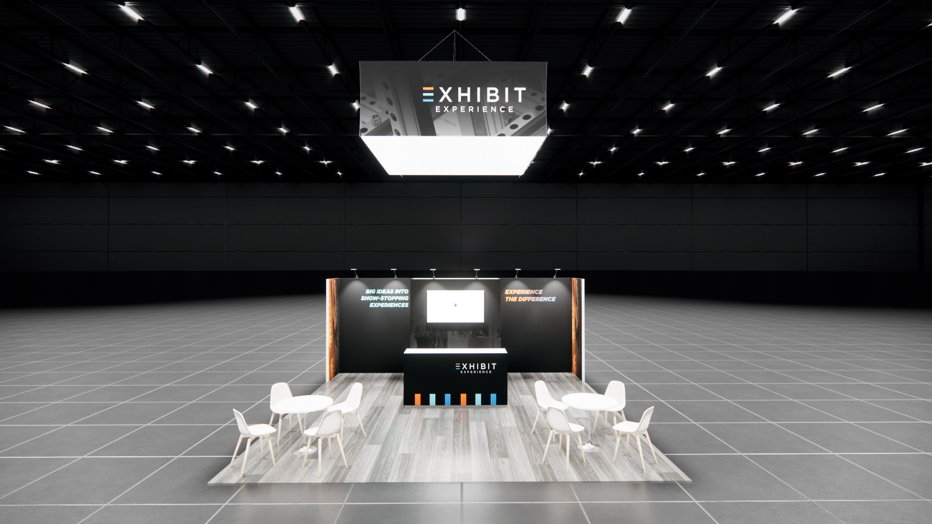 20x20 Island Exhibit Rentals for trade show exhibitors in Las Vegas